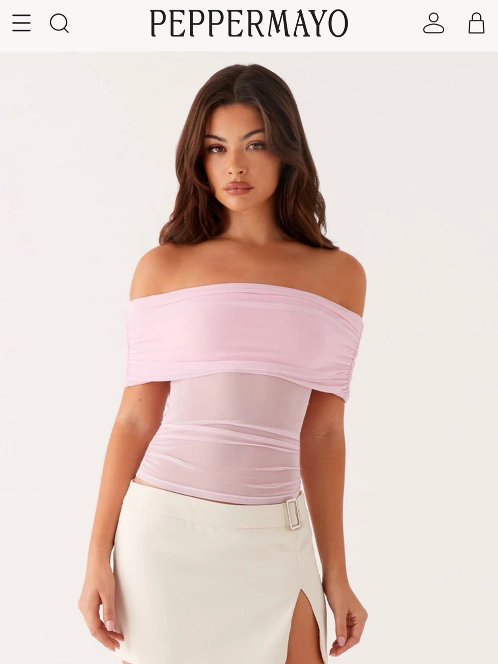 Peppermayo Light Pink Sheer Ruched Mesh Top
